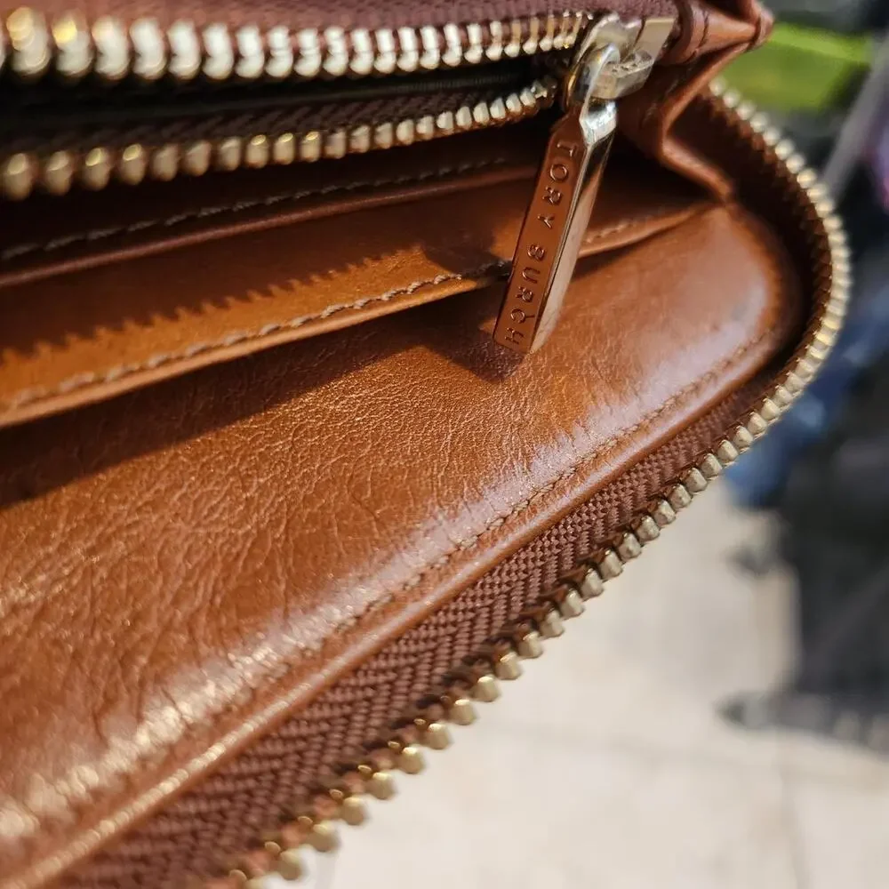 Tory burch leather zip around wallet